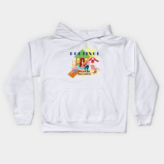 Portixol, Palma de Mallorca Kids Hoodie by Papilio Art